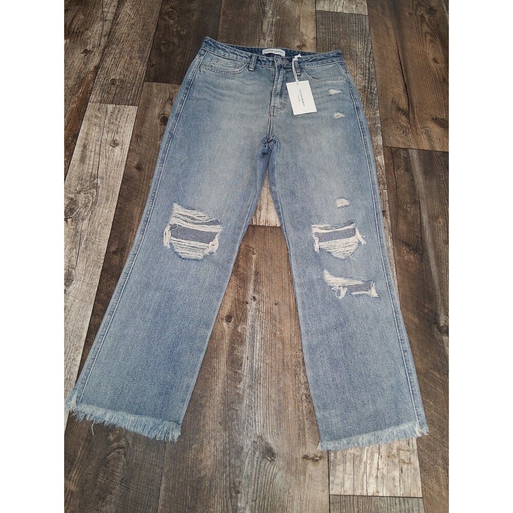 NWT Flying Monkey "Apart" High Rise Mom Jean Y3920 Distressed Straight Cropped - Picture 5 of 12